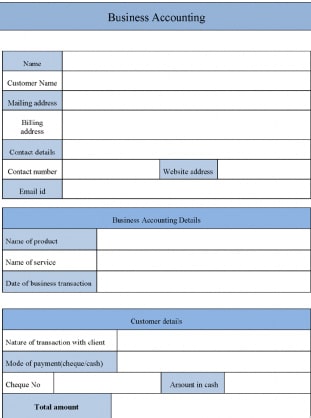 Business Accounting Form Template at buysampleforms.com